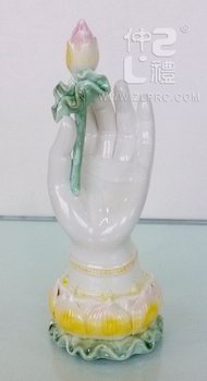 大白釉粉彩莲花手托,ZLSS-16